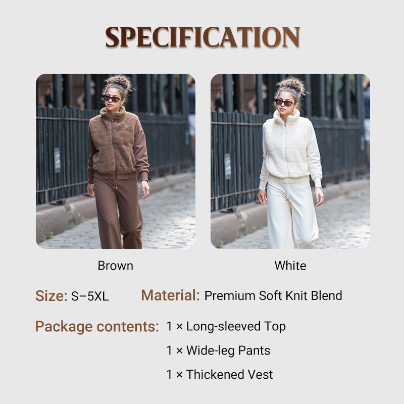 Winter Loungewear Knit Set for Women, 3-Piece Warm Outfit 6