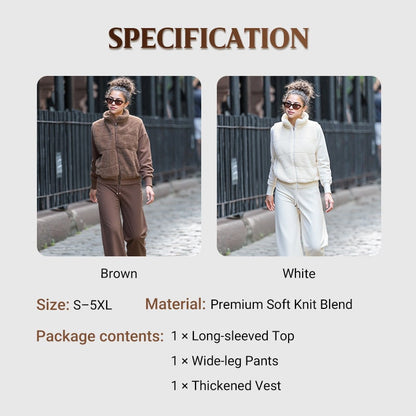 Winter Loungewear Knit Set for Women, 3-Piece Warm Outfit 6