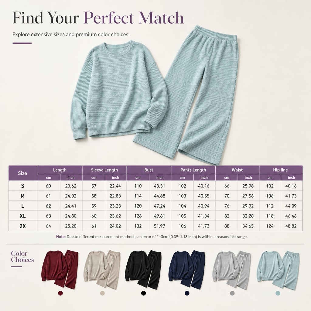 Winter Loungewear Knit Set for Women, Ribbed 2-Piece 3