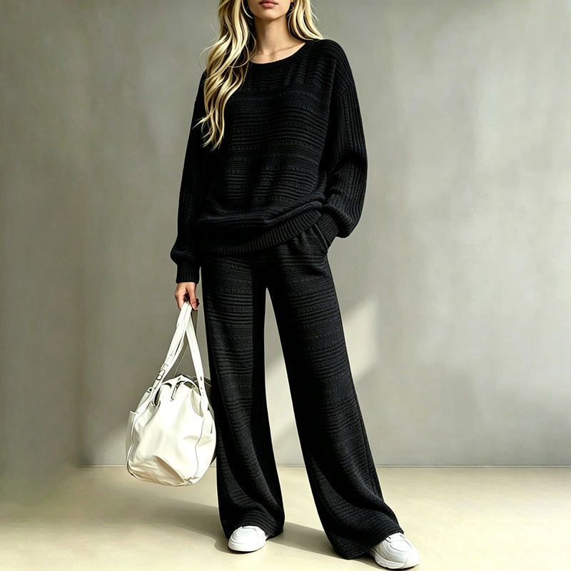 Winter Loungewear Knit Set for Women, Ribbed 2-Piece 6