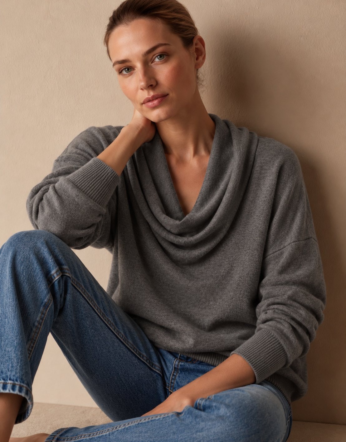 Grey cowl neck sweater