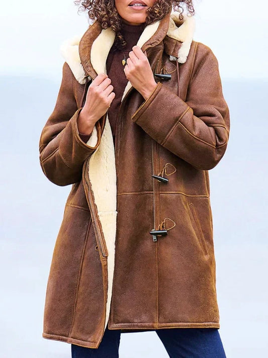 Women's Hooded Coat, Warm Coat with Soft Lined Collar 1