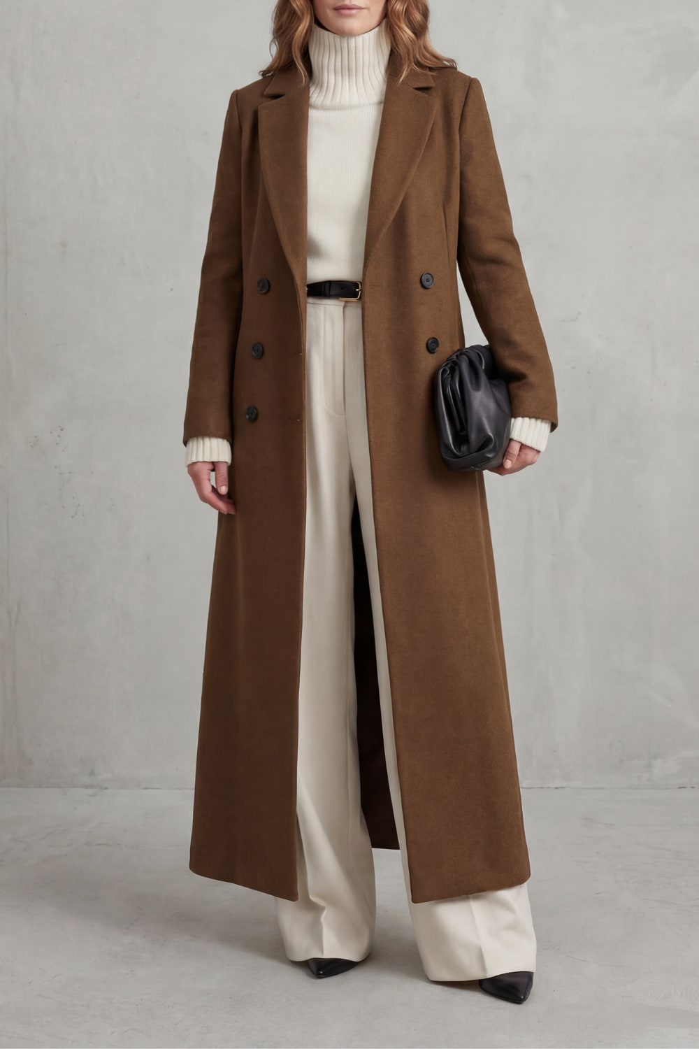 Brown long tailored coat