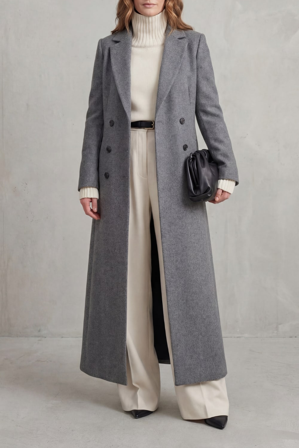 Grey long tailored coat