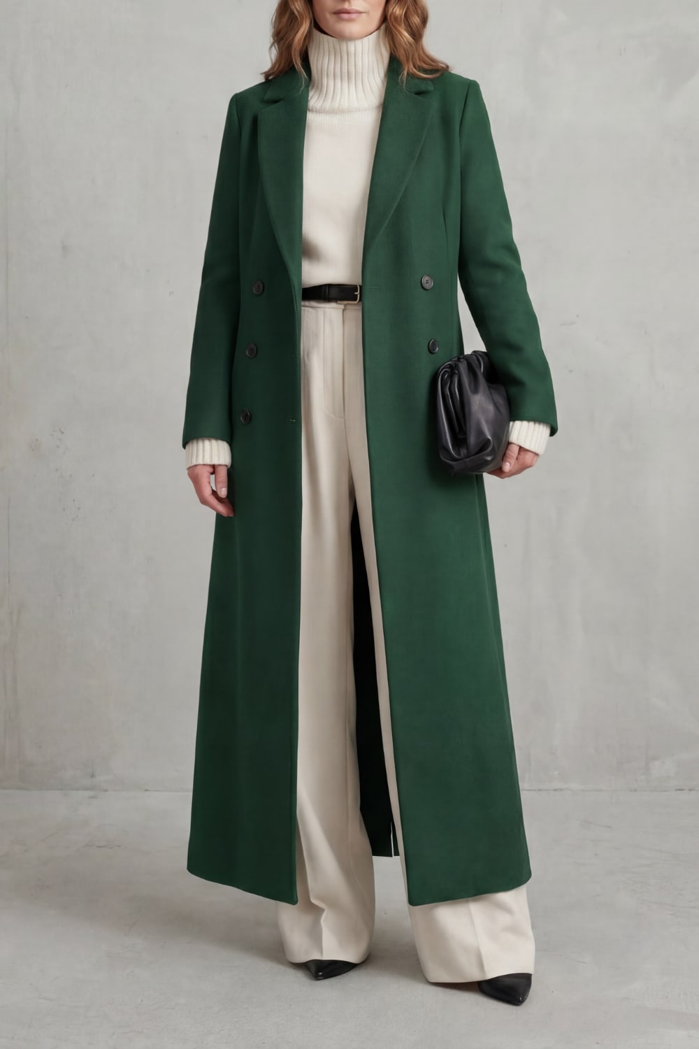 Green long tailored coat