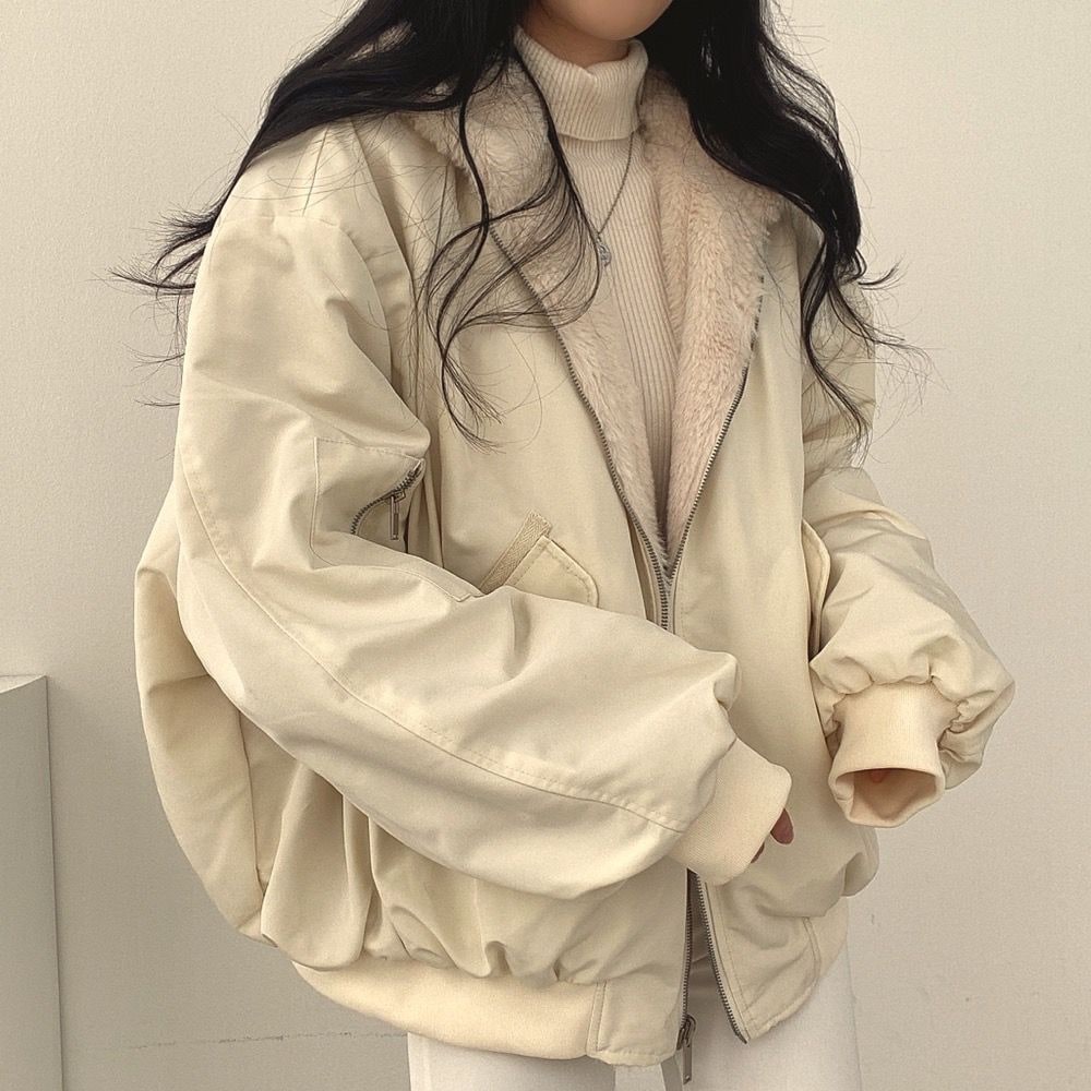 Beige jacket smooth side, front view