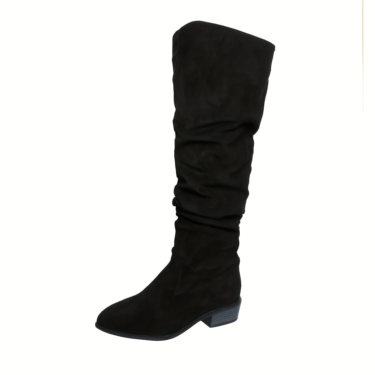 Black slip-on boot, side view