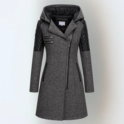 Dark grey winter jacket, front view