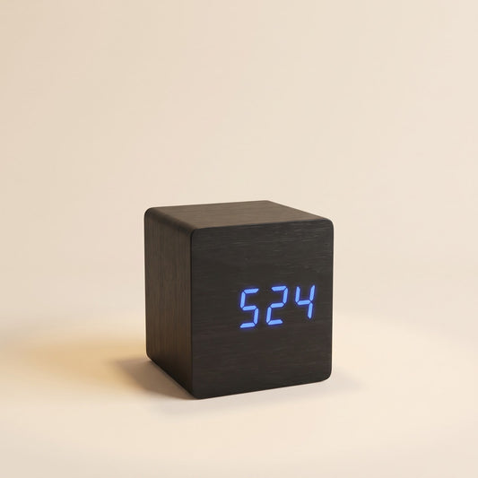 Wood Cube Digital Clock, Minimalist LED Desk Clock 1