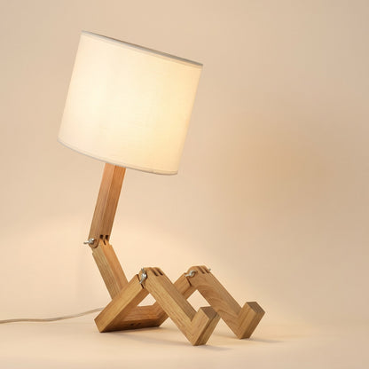 Wooden Robot Table Lamp in natural wood