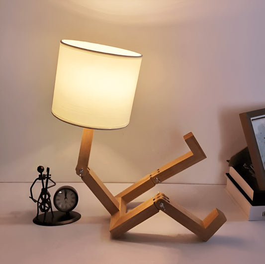 Wooden Robot Table Lamp