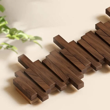 Wooden Wall Coat Rack with Foldable Hooks, Solid Wood 3