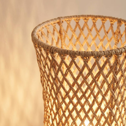 Close-up of the open weave of the natural fibre shade