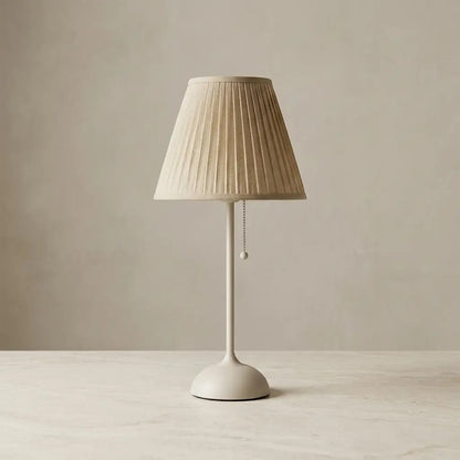 Pleated fabric table lamp with matt base, front view