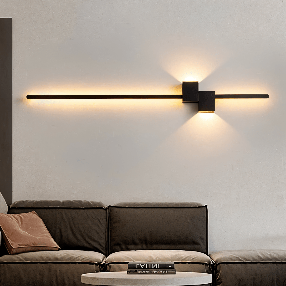 Slim linear LED wall light in black