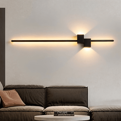 Slim linear LED wall light in black