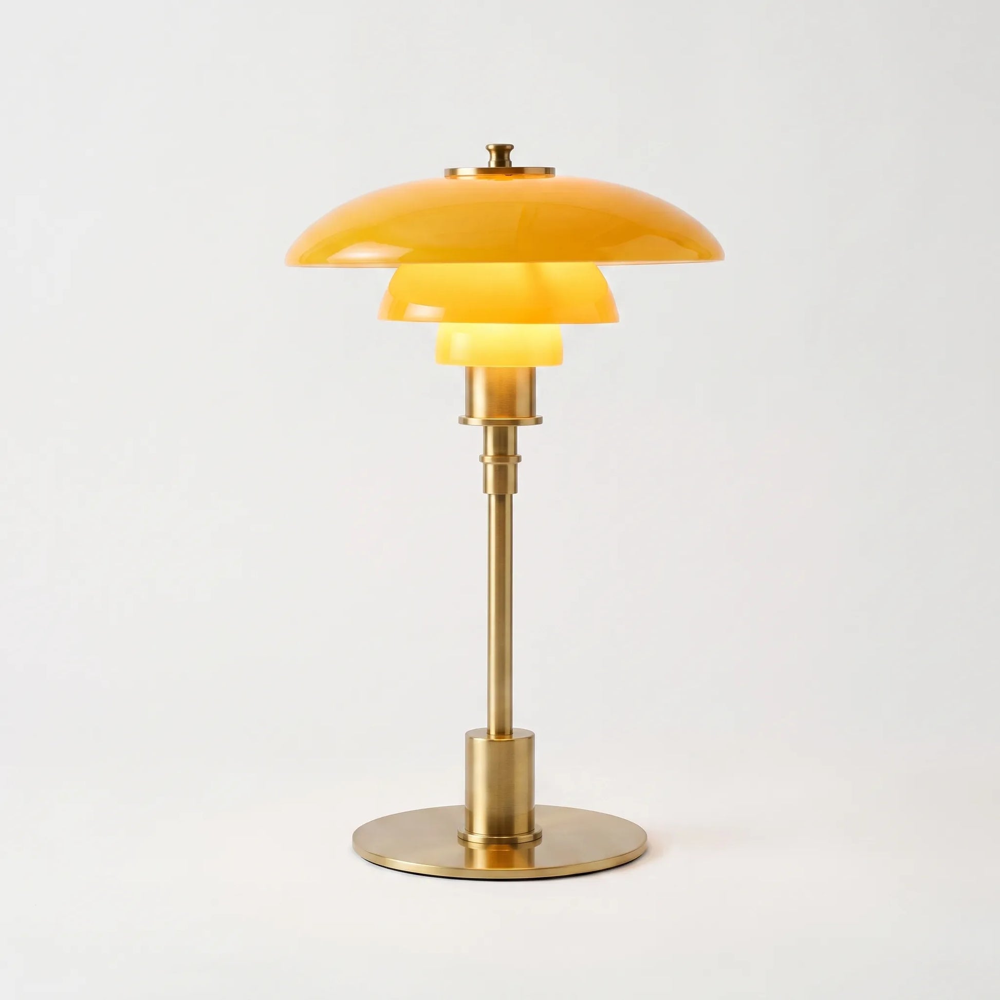 Tiered shade bedside table lamp in gold