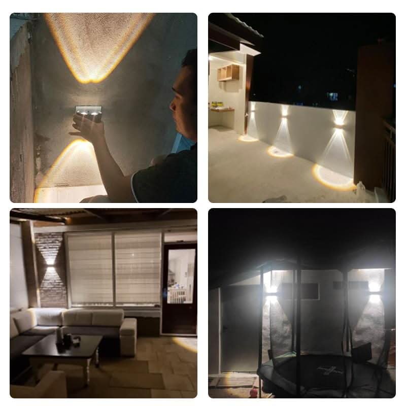 Outdoor wall light beside an entrance door