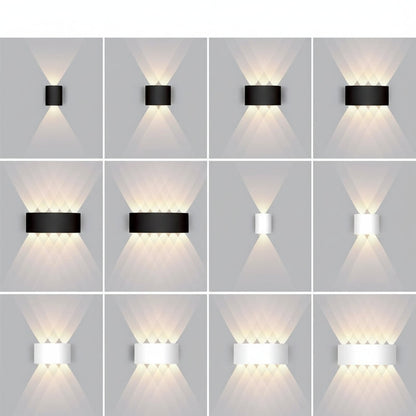 Outdoor wall light illuminating a wall at night