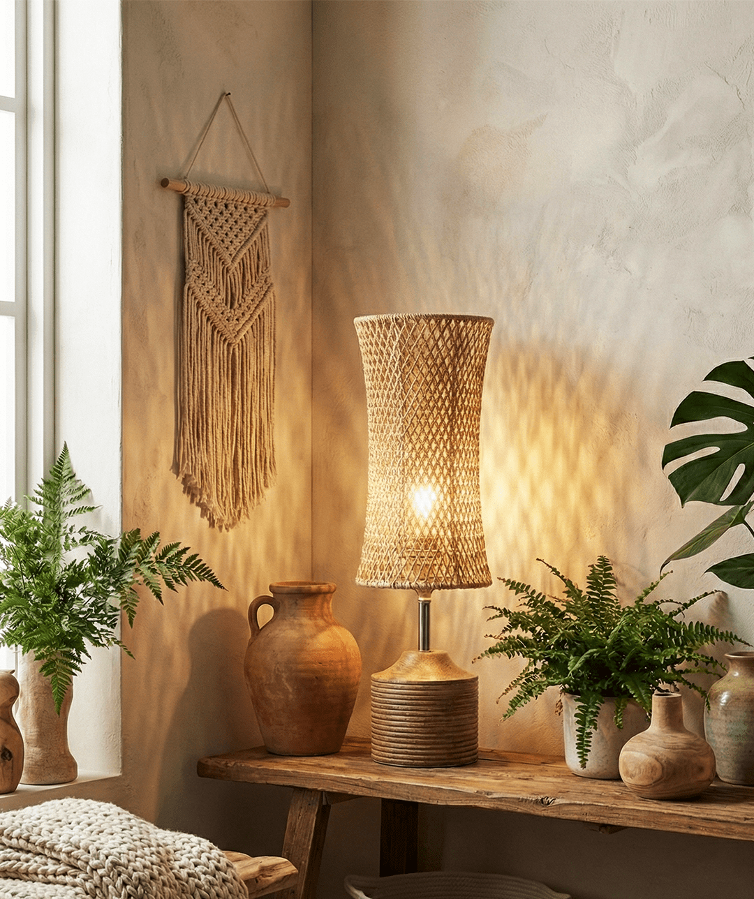 Woven fibre table lamp, second view