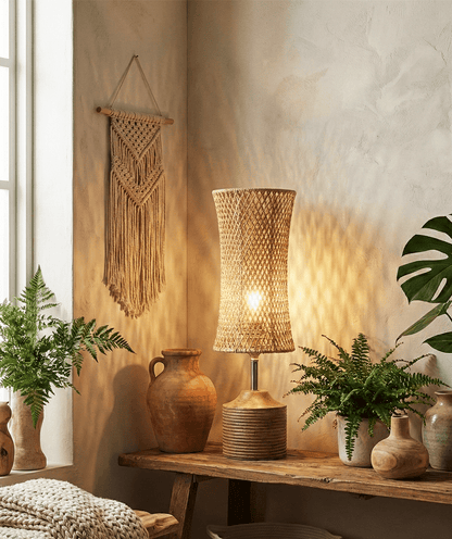 Woven fibre table lamp, second view