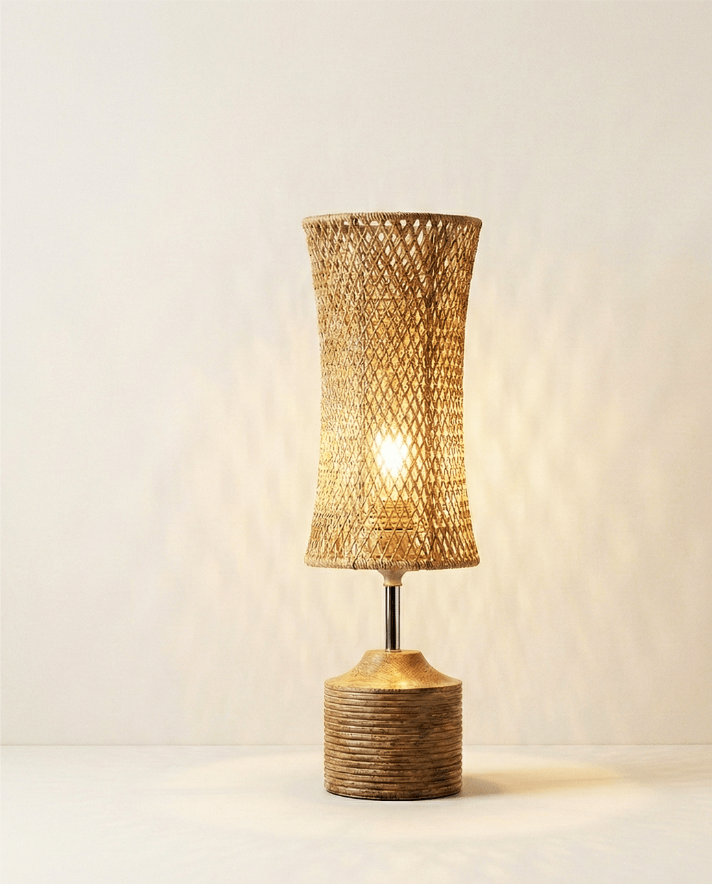 Woven fibre table lamp, fifth view